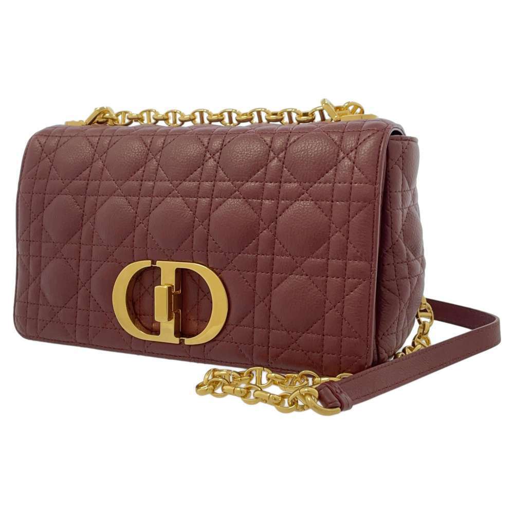 Christian Dior Chain Shoulder Bag Caro Cannage Bordeaux Red - Picture 1 of 12